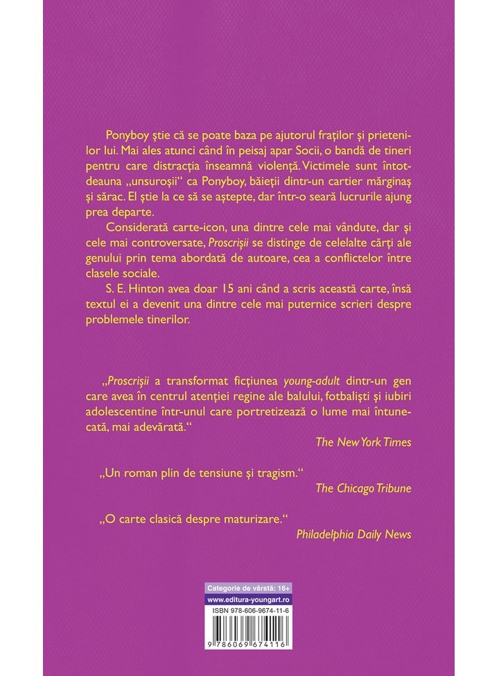 Carte Proscrisii autor S.E. Hinton editura Young Art