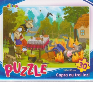 Carte Puzzle 30 piese Capra cu trei iezi