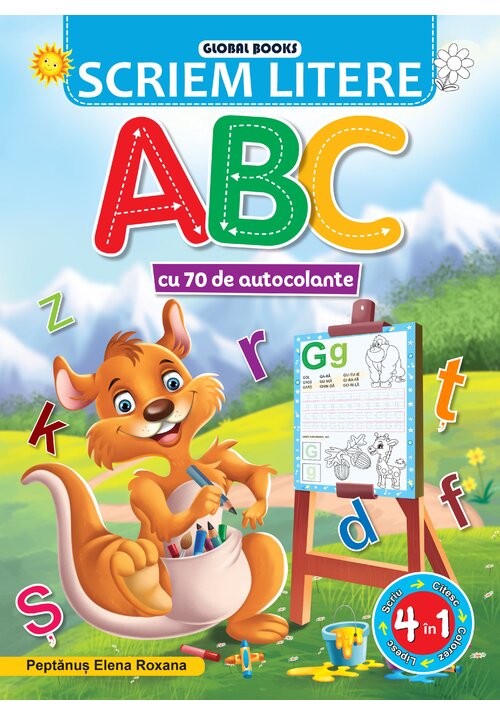 Carte SCRIEM LITERE ABC cu 70 de autocolante editura Global Books