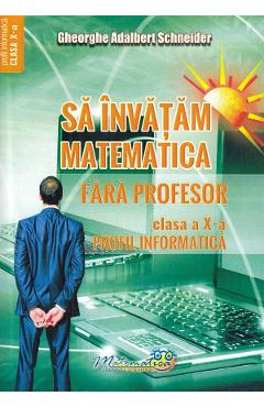 Carte Sa invatam matematica fara profesor - Clasa 10 - Gheorghe Adalbert Schneider editura Gheorghe Adalbert Schneider