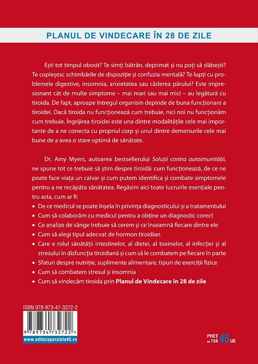 Carte Sanatatea tiroidei autor Amy Myers editura Paralela 45