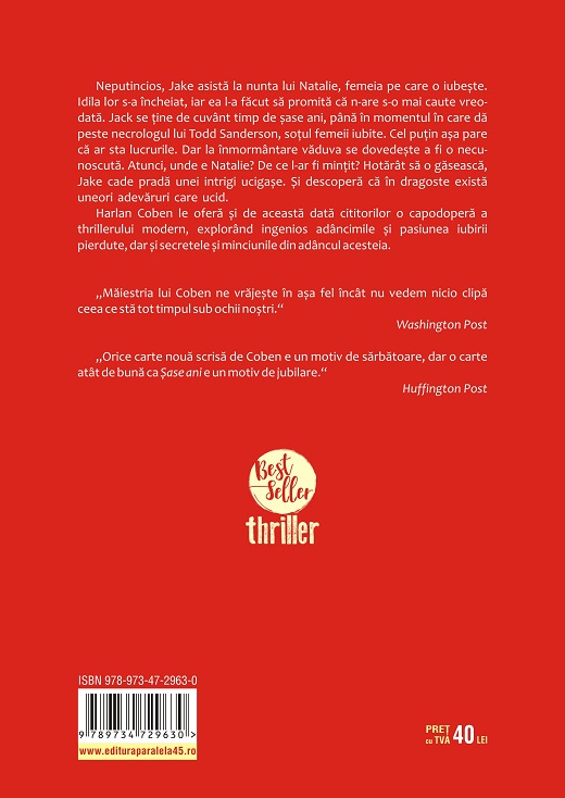 Carte Sase ani autor Harlan Coben editura Paralela 45