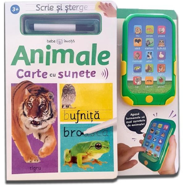 Carte Scrie si sterge. Animale. Carte cu sunete