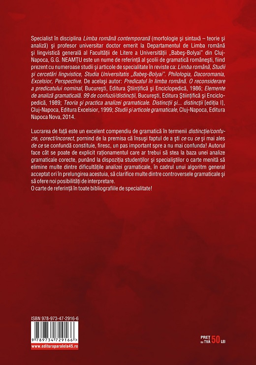 Carte Teoria si practica analizei gramaticale autor G. G. Neamtu editura Paralela 45