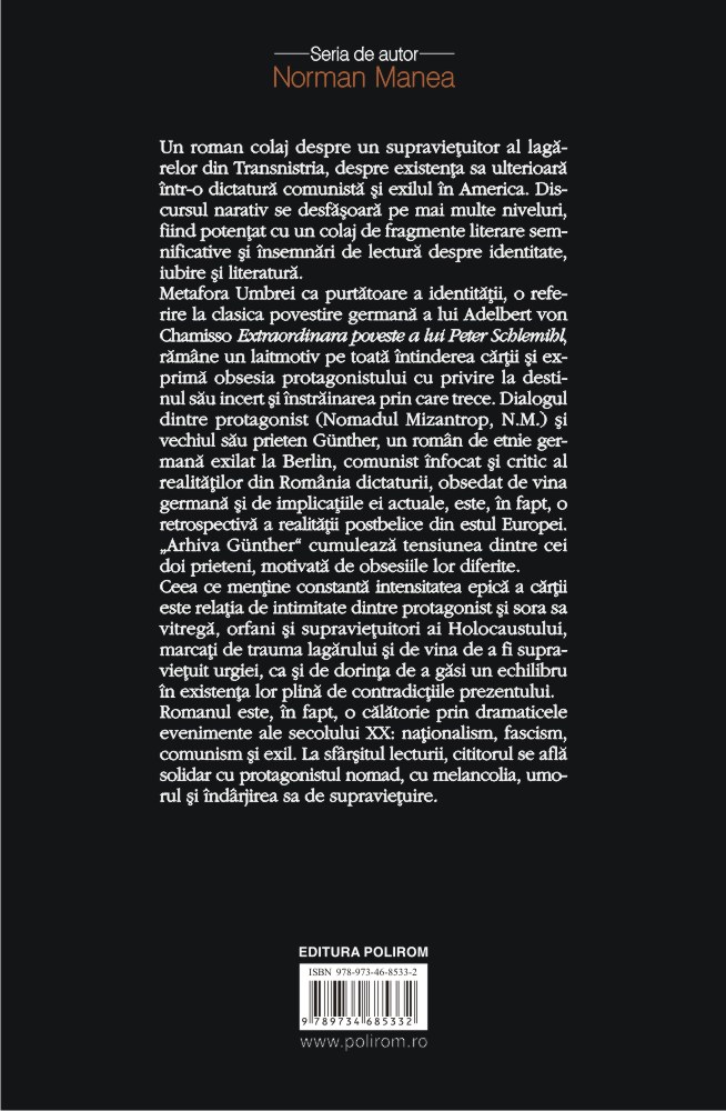 Carte Umbra exilata autor Norman Manea editura Polirom