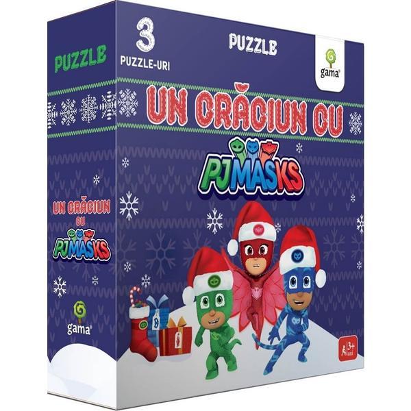 Carte Un Craciun cu Pj Masks 3 puzzle-uri