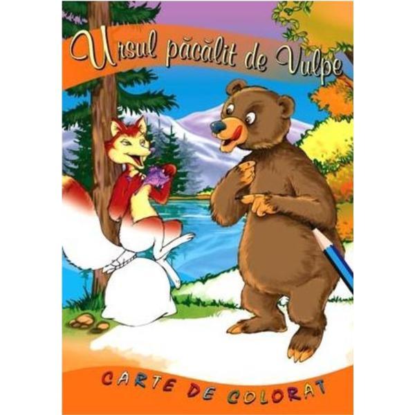 Carte Ursul pacalit de vulpe - Carte de colorat A5