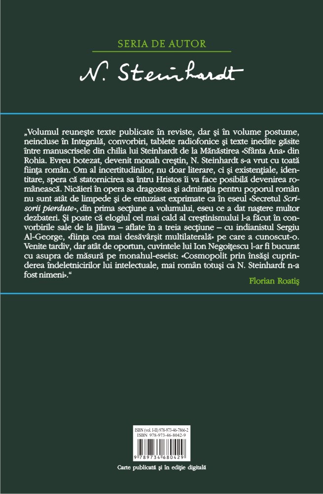 Carte Varia. Volumul II autor N. Steinhardt editura Polirom