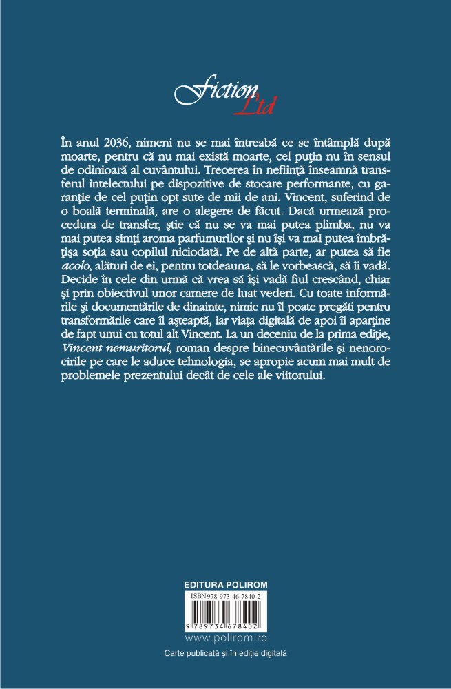 Carte Vincent nemuritorul autor Bogdan Suceava editura Polirom